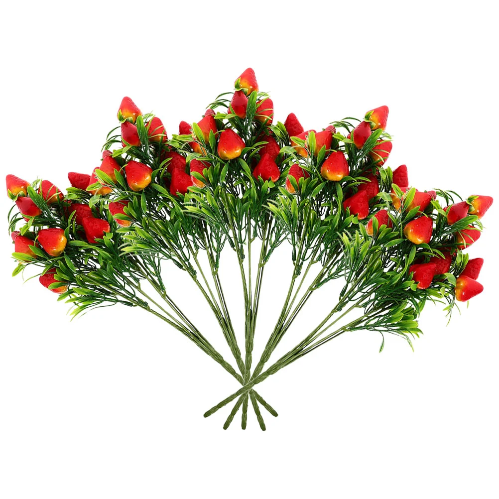 

Fake Fruit Stems Simulated Strawberry Vase Filling Decors Party Decorations Faux