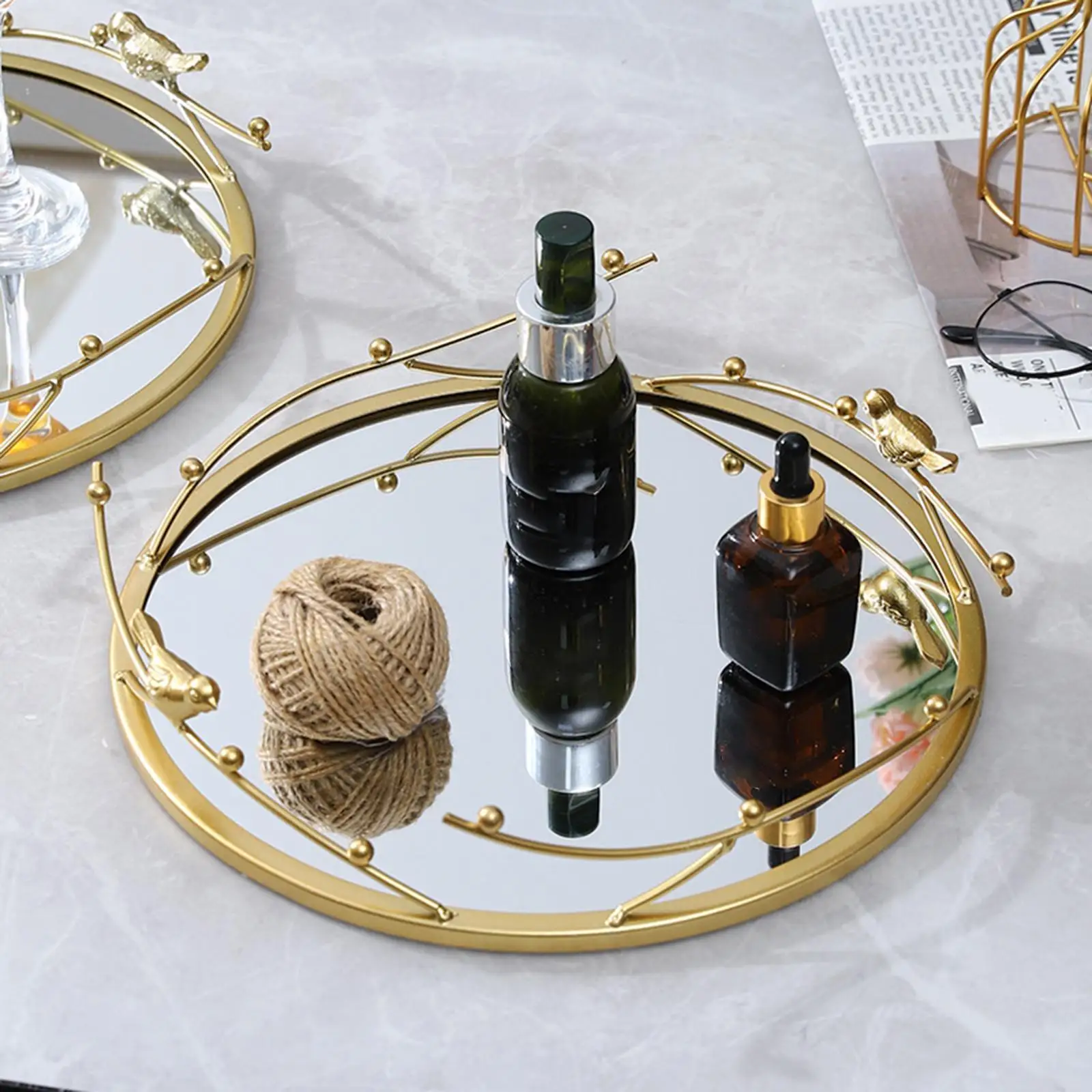

Decorative Mirror Tray Centrepiece Perfume Tray for Dresser Bathroom Makeup
