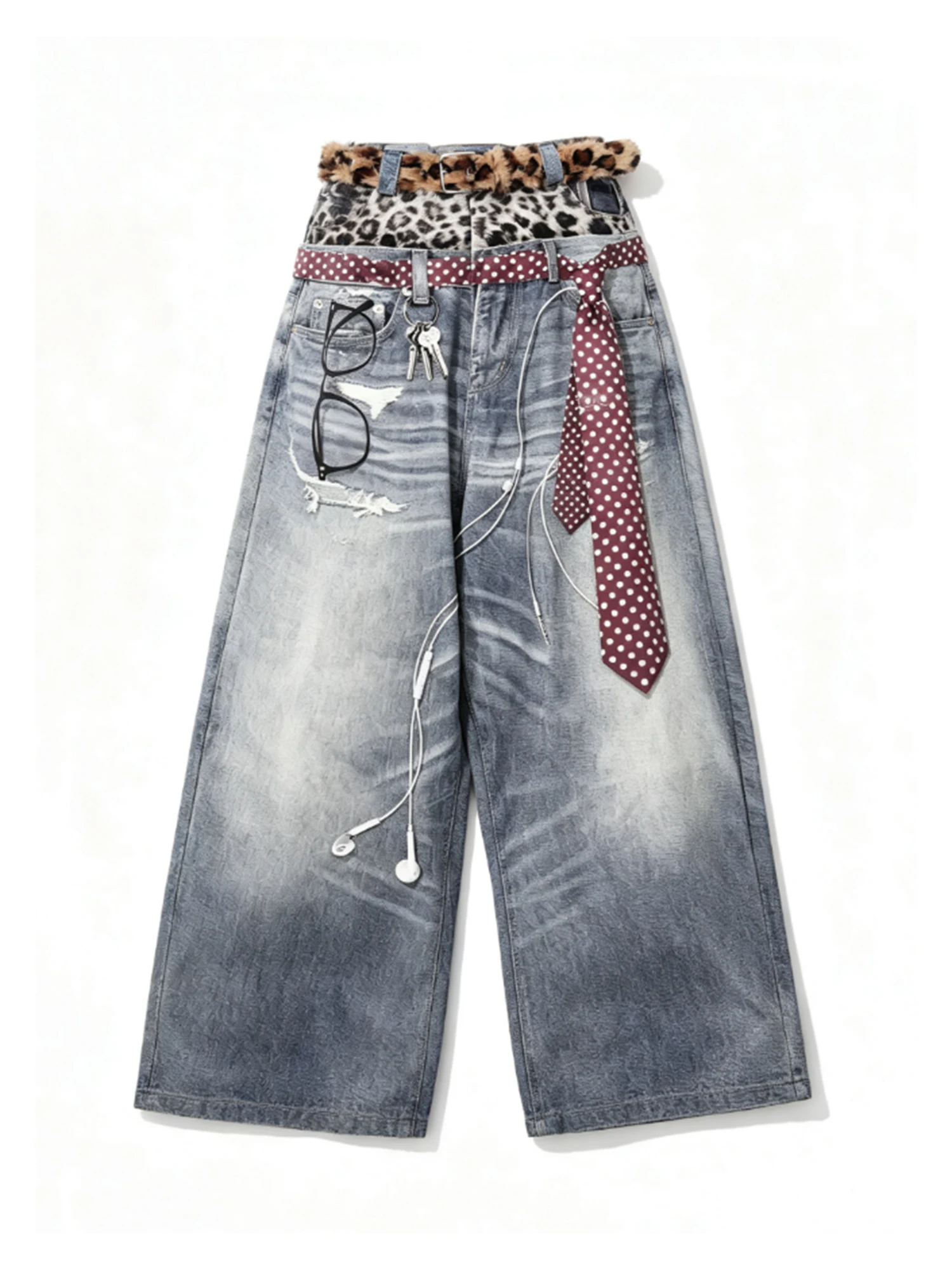 

Women Blue Y2k 3D Print Jeans Vintage Harajuku Grunge Hiphop Denim Trousers Baggy Straight Wide Leg Long Jean Pants Summer 2026