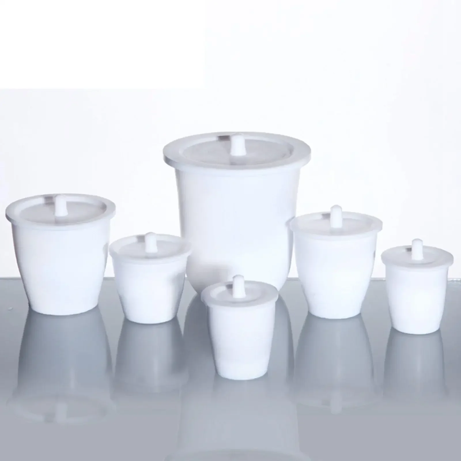 Capacity 25/30/50/100/150/250ml PTFE Crucible Cup With Lid Beaker Acid Alkali Resistance