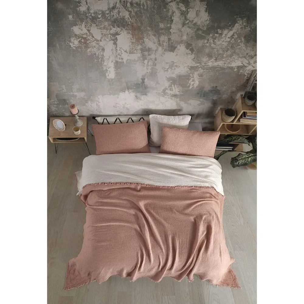 أغطية وسائد من الموسلين مكونة من 4 طبقات من القطن العضوي بنسبة 100% - فائقة النعومة، قابلة للتنفس، خفيفة الوزن، مغسولة مسبقًا لـ Com #3