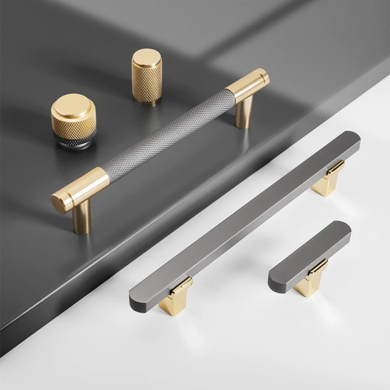 Dresser Wine Cabinet Knobs and Handles Furniture Door Hardware Pulls Light Luxury Gold Gray Kitchen Cabinet Handles