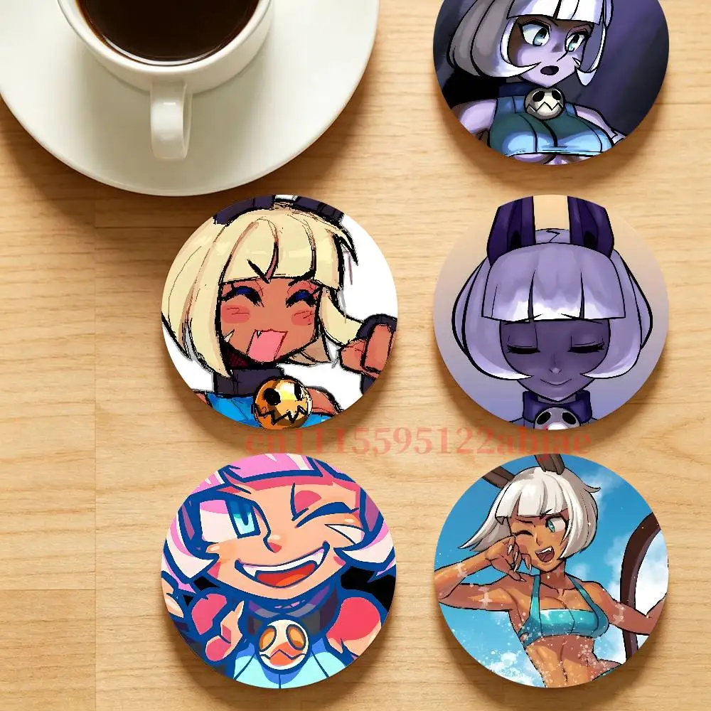 Ms Fortune S-Skullgirls Wooden Cup Mat Cappuccino Vodka Juice Water Coaster for Flower Shop