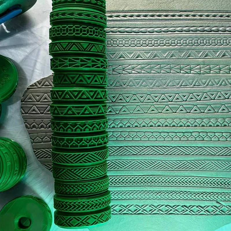 Clay Stamp Roller Ceramic Texture Wheel Geometric Flower Patterns DIY Clay Tools Painting Stamps Durable Art Decor