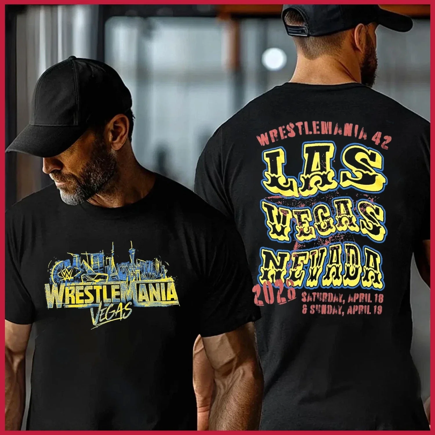 Camiseta vintage unisex de algodón 100% de WrestleMania 42, novedad de verano 2026, camiseta gráfica de Las Vegas para hombre, camiseta de lucha libre con cuello redondo Y2k de gran tamaño