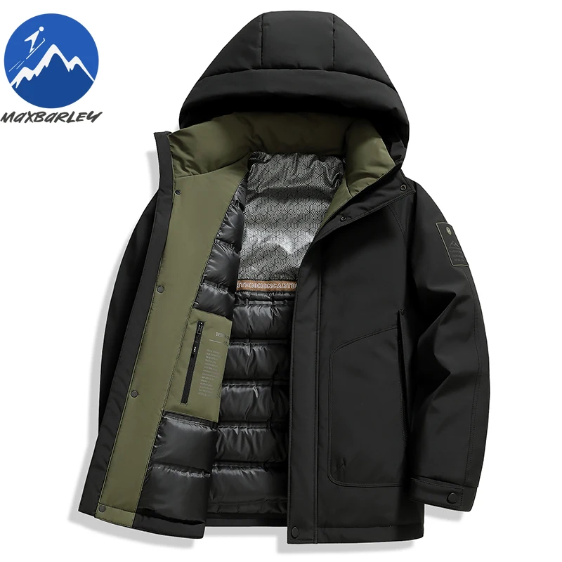 Maxbarley 2025 Winter Down Jacket Men Korean Stylish Thick White Duck Down Warm Coat Casual Ski Camping Cold Proof Parka Puffer