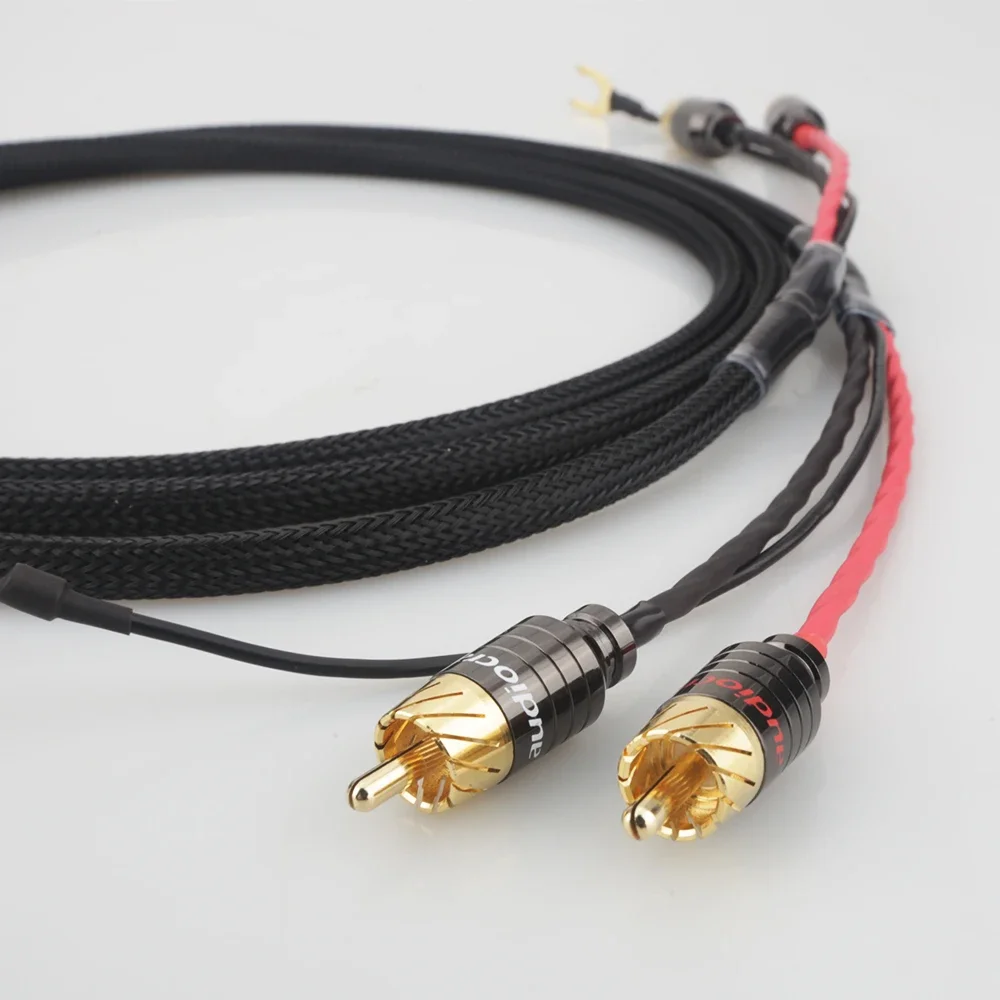 Hi End Audio RCA Cable of Independent Shielded Signal Line Of LP Vinyl Record Player Amplifier Chassis Gold Plated Connector