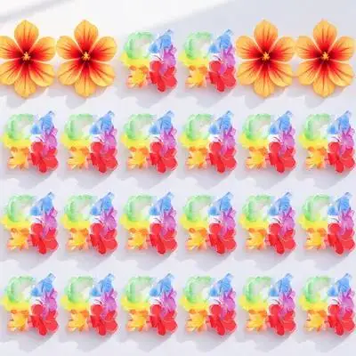 

10Pairs Hawaiian Hand Bracelets Colorful Wreath Wristbands Ideal for Party Supplies Travel Photography Props Luau Leis