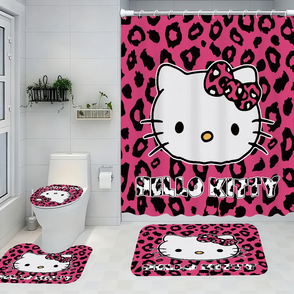 

Sanrio Hello Kitty Bathroom Four-Piece Set - Avant-garde Waterproof Shower Curtain, creating a complete bathroom kit