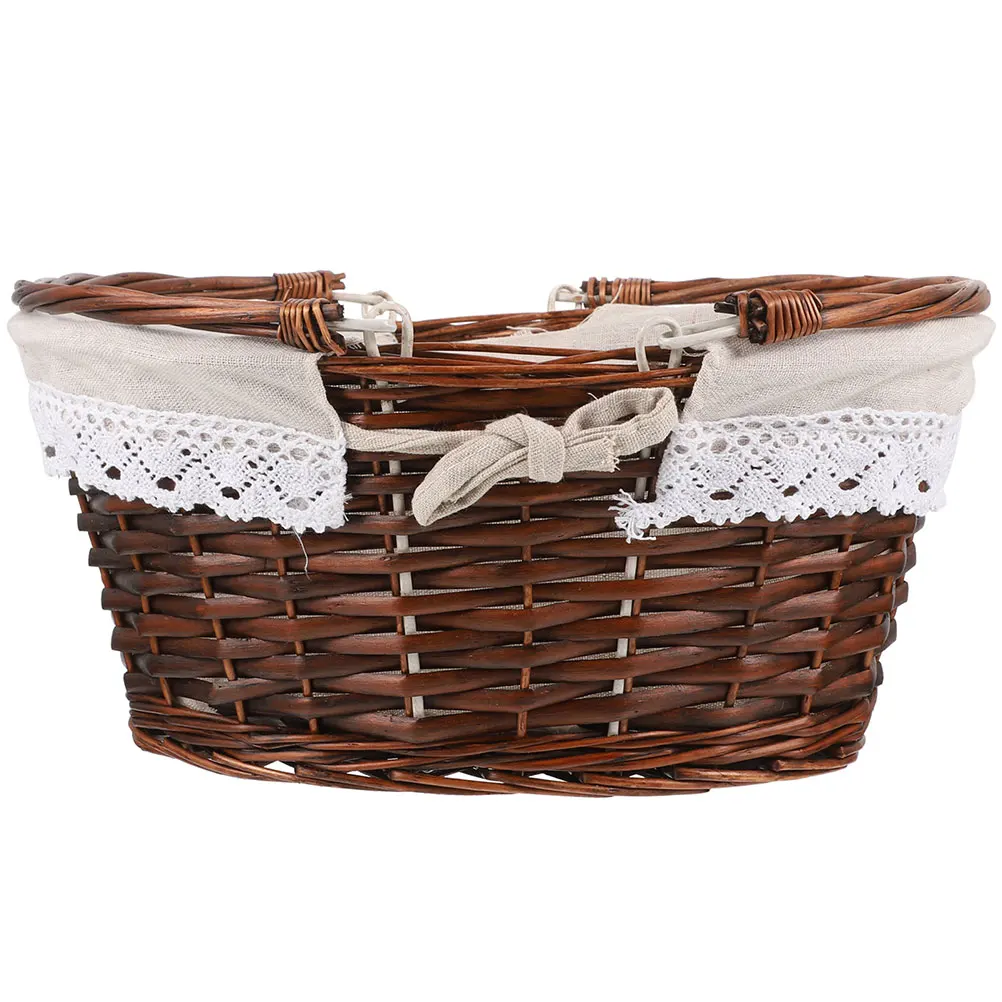 

Woven Picnic Basket 32x25x14cm Brown Storage Container Versatile Home Decor Vegetable Woven Shopping Vegetable Basket Fruit