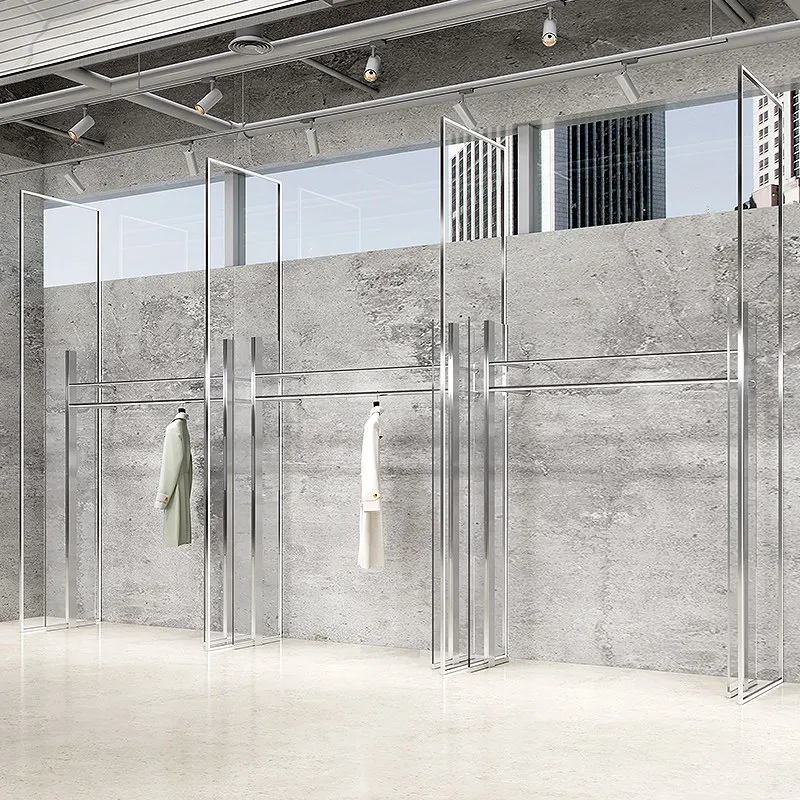 Clothing store display rack Wall-mounted stainless steel clothes rack Special display rack for men's and women's clothing stores