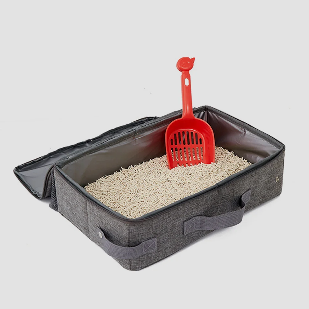 

Foldable Travel Litter Box for Cats Portable Cat Litter Tray Lightweight with Shovel Cat Toilet for Road Trip Camping Hotel