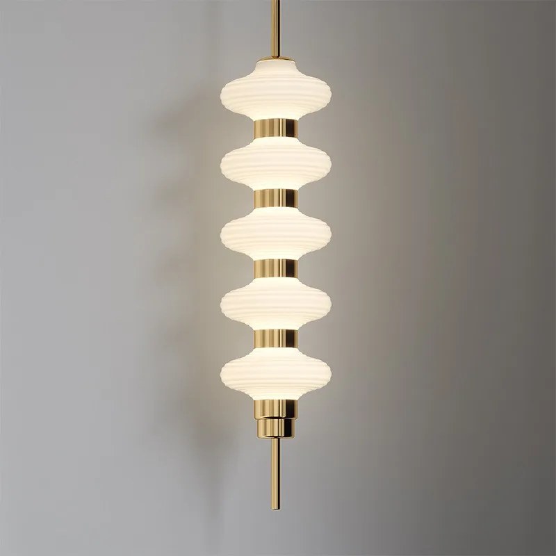 Bedroom bedside living room study glass decoration cream wind telescopic rod chandelier