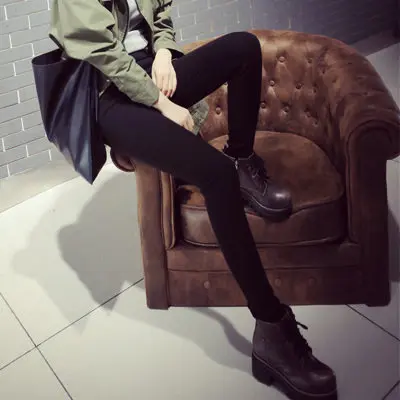 Black High-Waist Skinny Leggings Women's Thin Bottoms Spring Autumn plus Size Tight Fit Nine-Piece Small Black Pants