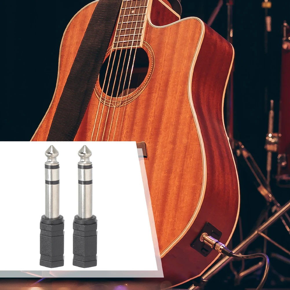 

2 Pcs Guitar Audio Adapter Headphone Male Zinc Alloy Equipment Conversion Interface