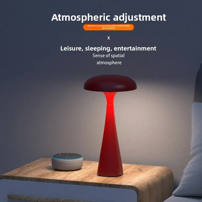 Creative Jellyfish Mushroom Table Lamp, USB Rechargeable Touch Ambiance Lamp for Bar, Dining, Bedside Decor