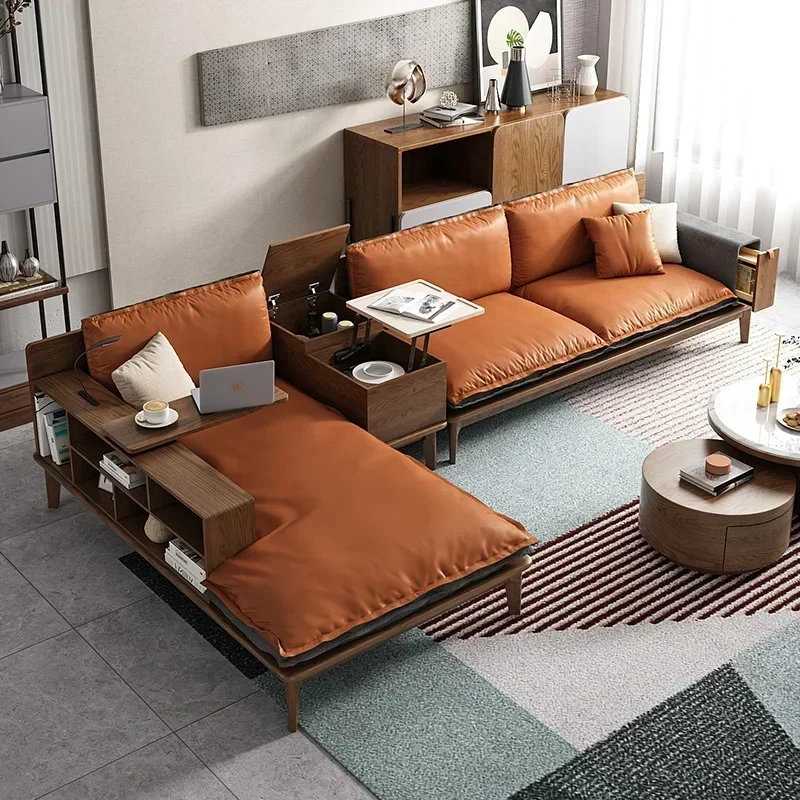 Y Italian Nordic Fabric Leather Winter Summer Two-Purpose Sofa Modern Living Room Combination Solid Wood Storage Sofa