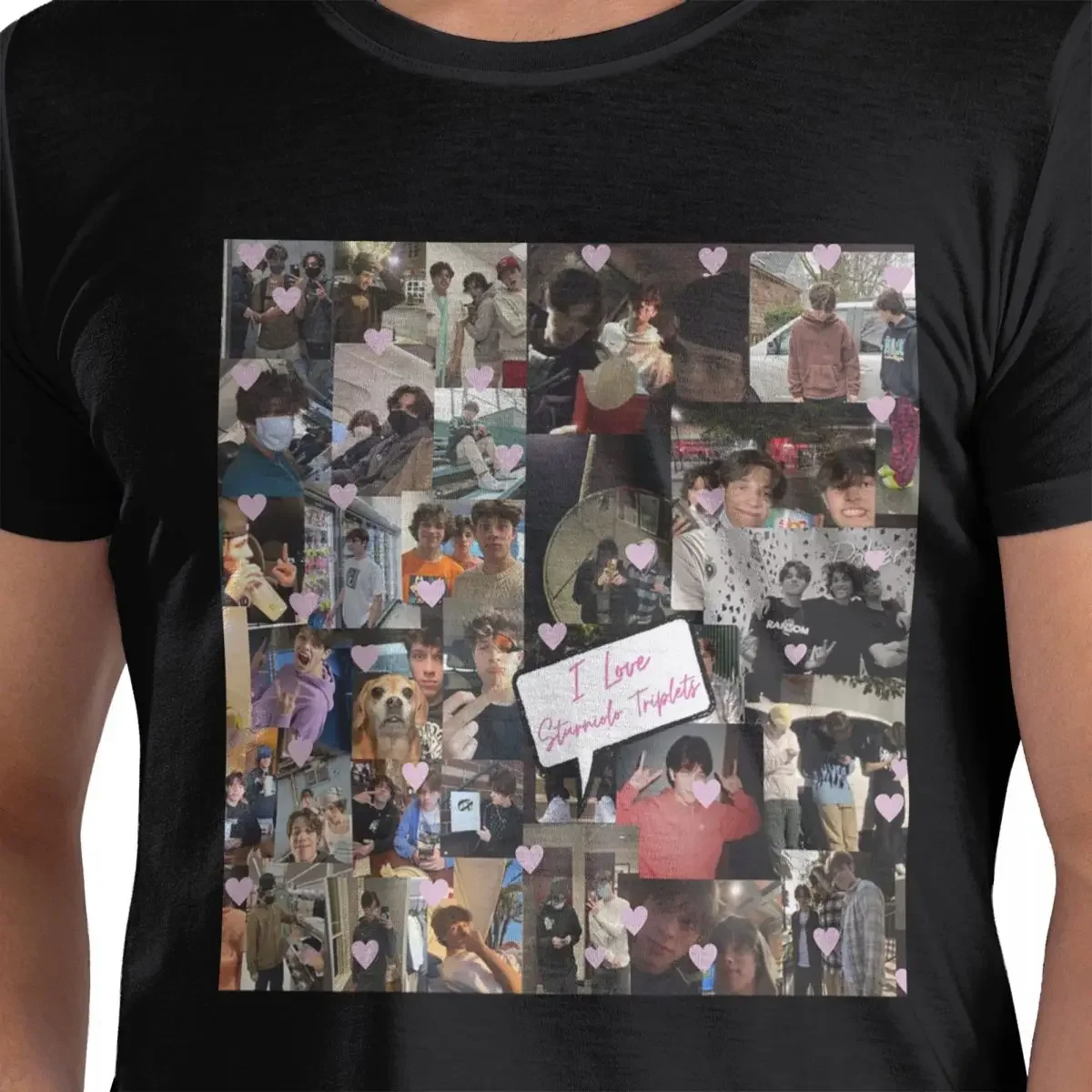 Sturniolo Triplets Cute Collage 100% Cotton T-Shirt Men's Oversized T Shirts Men O-Neck Short Sleeve S-6XL