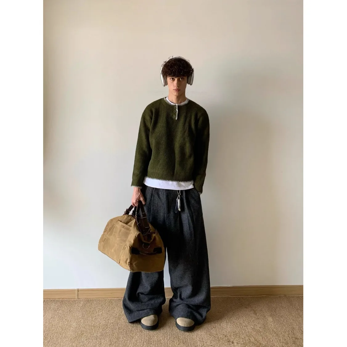 

Simple Sle Knitted Sweater Henry Collar Men Women Autumn Winter Faionable Warm Polyester Fiber Long Sve Crew Ne