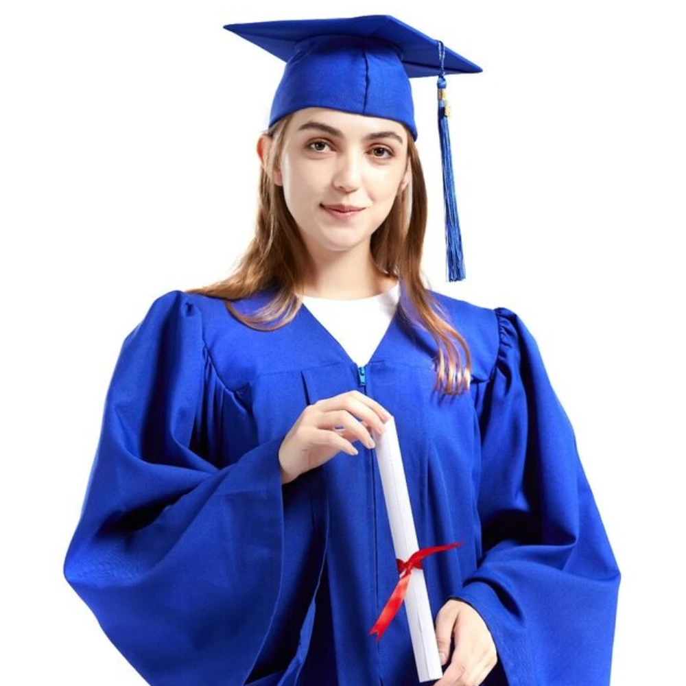 Gorro y vestido de graduación con encanto de año 2024 para Universidad y Escuela Secundaria Unisex, conjunto de uniforme escolar, vestido escolar