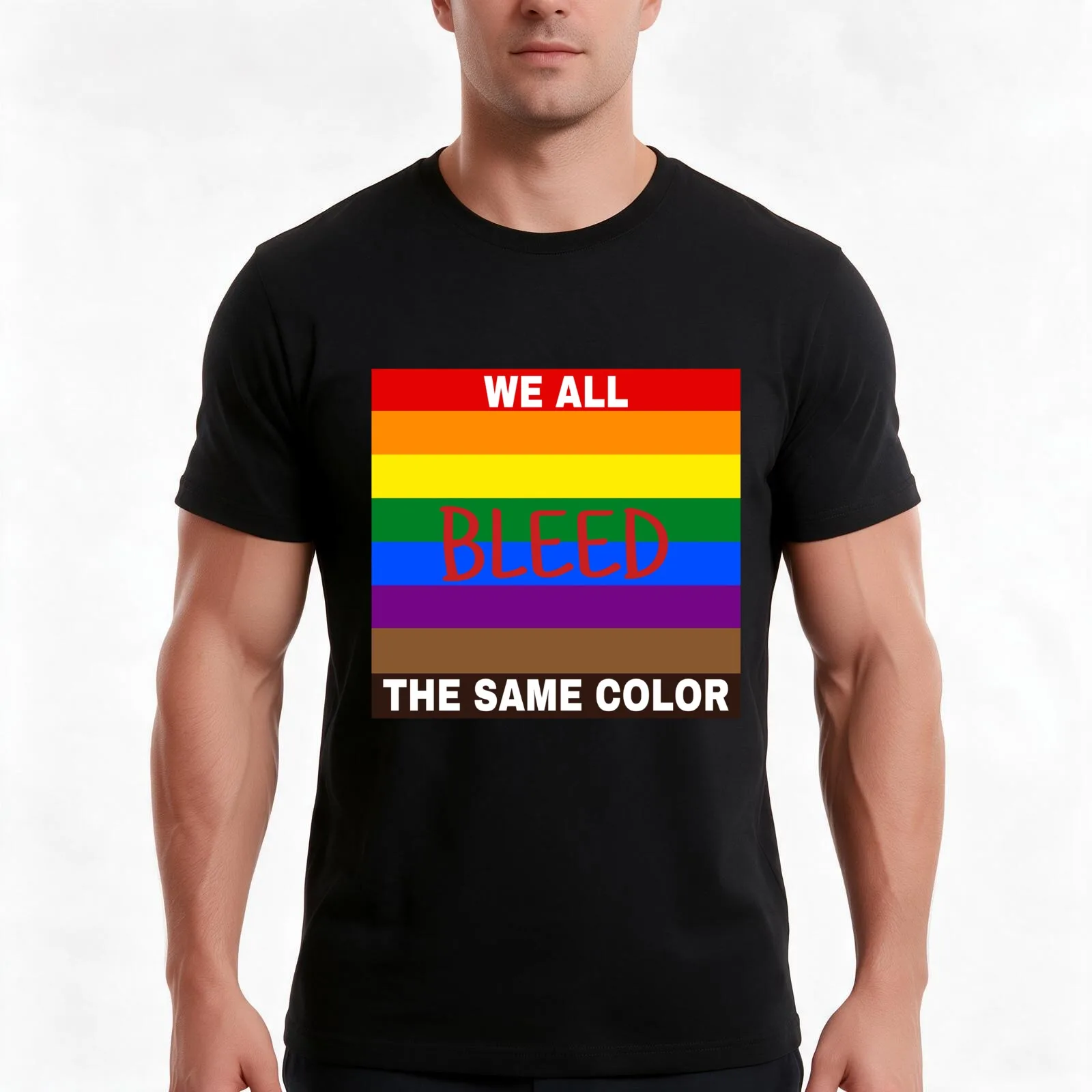 we all bleed the same color T-Shirt Summer Casual Cotton Tee Oversized Streetwear Tops Vintage Graphic Print 100% Cotton