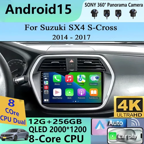 Android 15 Carplay Auto WIFI + 4G Radio de coche para Suzuki SX4-CROSS 2014-2017 reproductor de vídeo Multimedia navegación GPS unidad principal estéreo