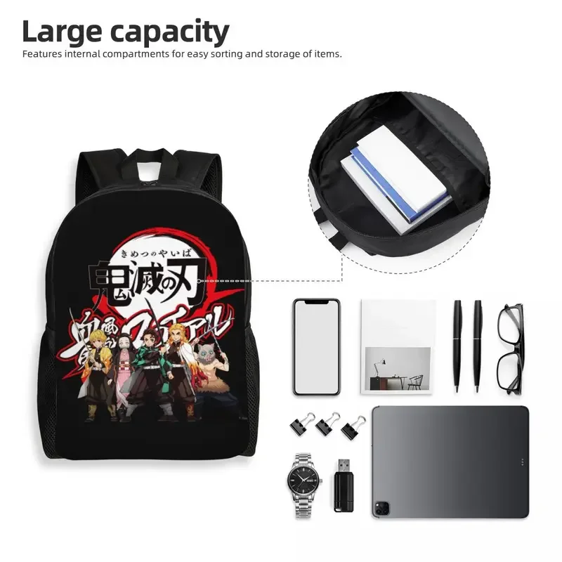 Custom Kimetsu No Yaiba Demon Slayer Backpacks Nezuko Tanjirou Inosuke School College Travel Bags Bookbag Fits 15 Inch Laptop