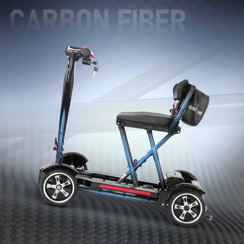2026 Carbon Fiber Lightweight 19.8kg Mobility Scooter 18AH 30KM Range 200W Brushless Handicapped Mobility Scooter
