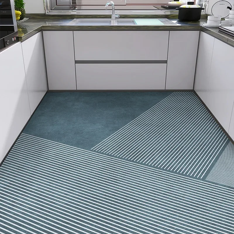 Kitchen Floor Carpet Waterproof Non-slip Oil-proof Scrubbable Rug Simple Large Area Leather Foot Mat Alfombra De La Cocina 주방 카펫