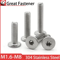 10 Uds M1.6 M2 M2.5 M3 M4 M5 M6 M8 CM 304 tornillo de cabeza de oblea súper plano hexagonal de acero inoxidable