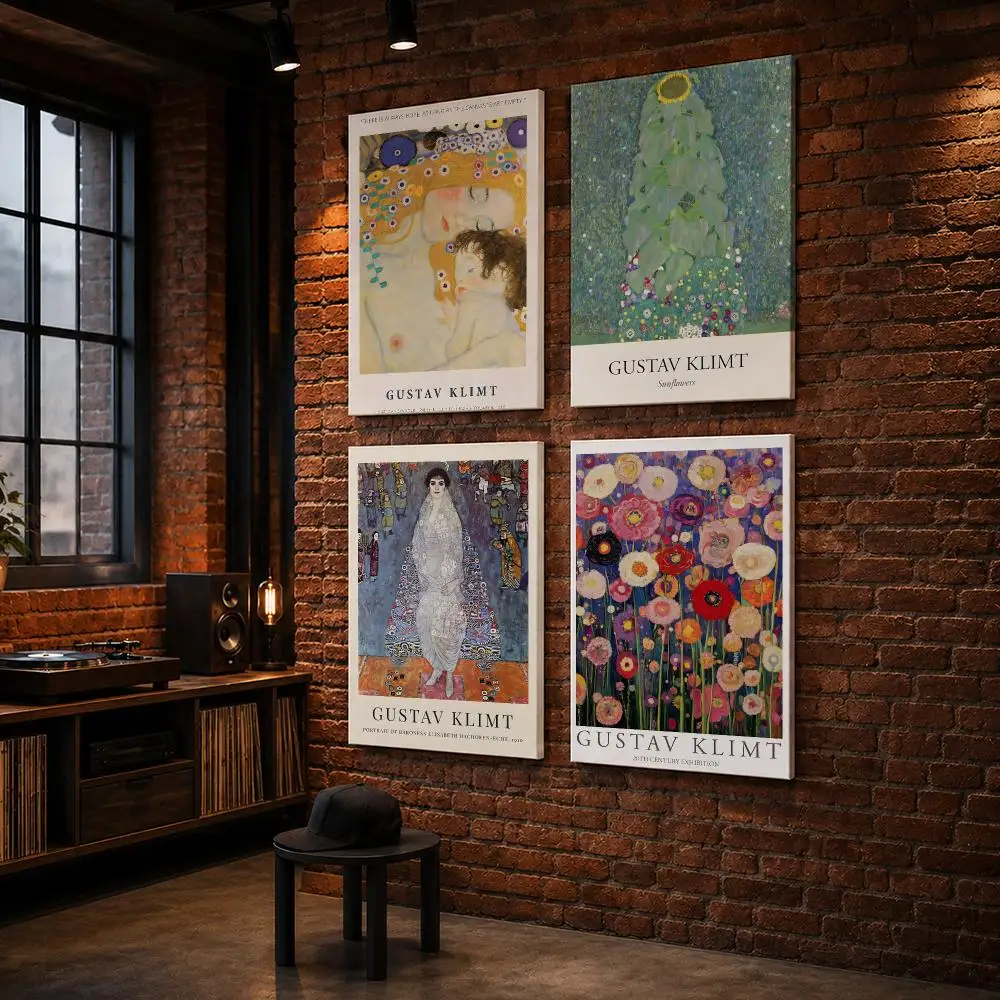G-Gustav Klimt Retro Art Framed Wall Painting Wood Framed Wall Art Print For Bedroom Living Room Hallway Office Home Decor