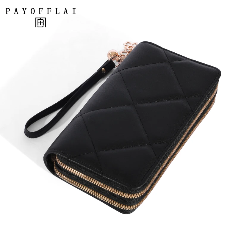 Genuine Madley Women's Tassel Long Wallet Business Card Holder Double Zipper PU Leather Clutch Luxury Wallet And Phone Bag