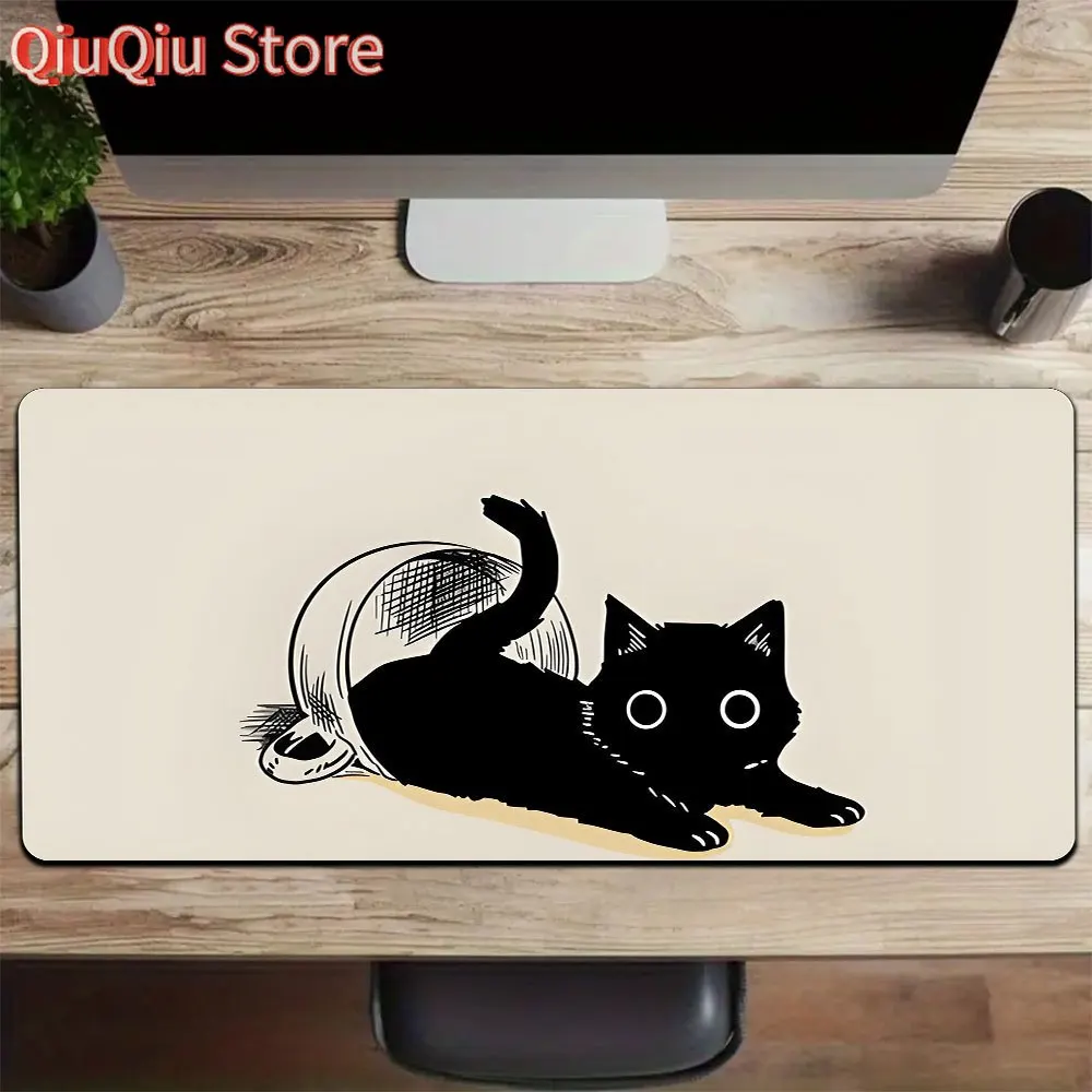 

1 шт., большой коврик для мыши с изображением кота, компьютерный коврик, настольный коврик, коврик для клавиатуры, офисный игровой настольный коврик