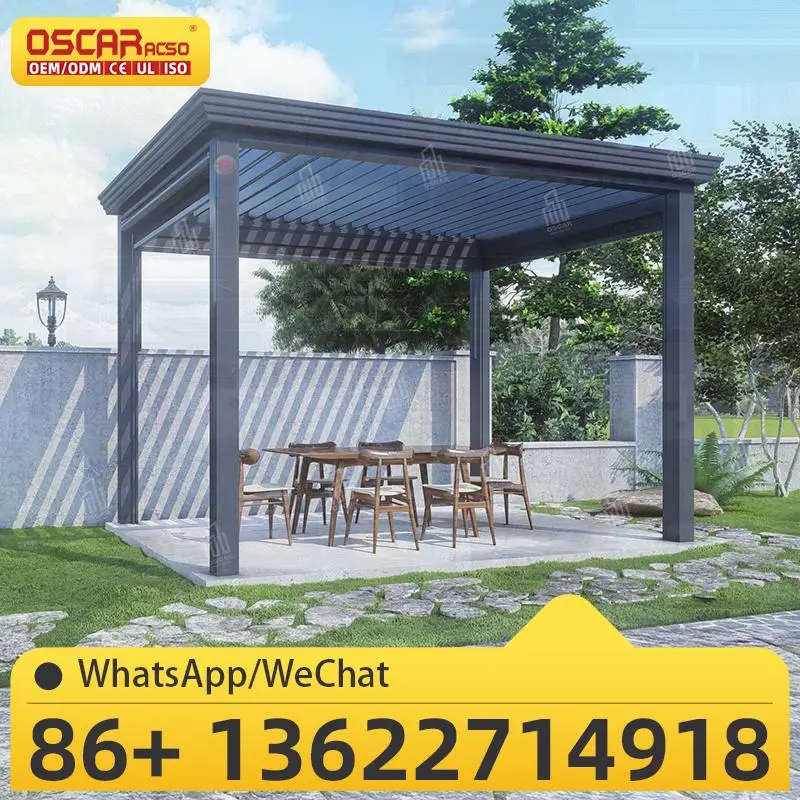 

Easily Installed Remote Controlled Outdoor Bioclimatic Aluminium Pergola with Sunscreen for Garden Patio Backyard pergola