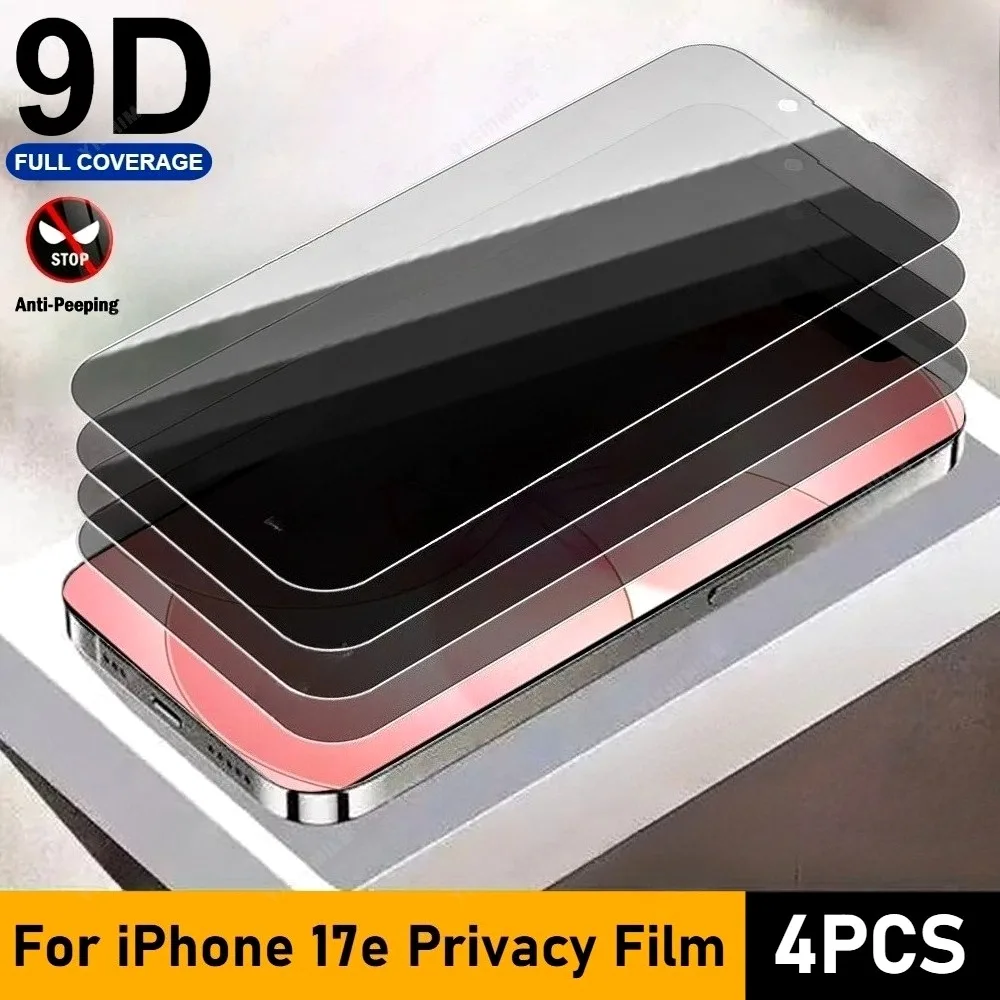 

4Pcs Anti Spy Full Screen Protector for iPhone 17 16 15 Pro Air 17e 16e 14 13 12 Pro Max 15 14 Plus 9H Hardness Tempered Glass