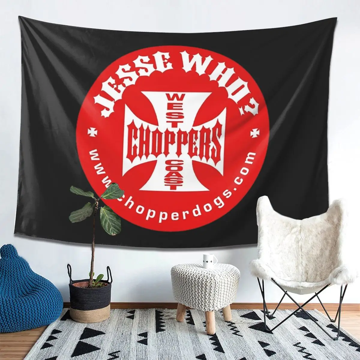 Personalized West Coast Iron Cross Choppers Tapestry Wall Hanging Aesthetic Home Decoration Tapestries for Dorm Room