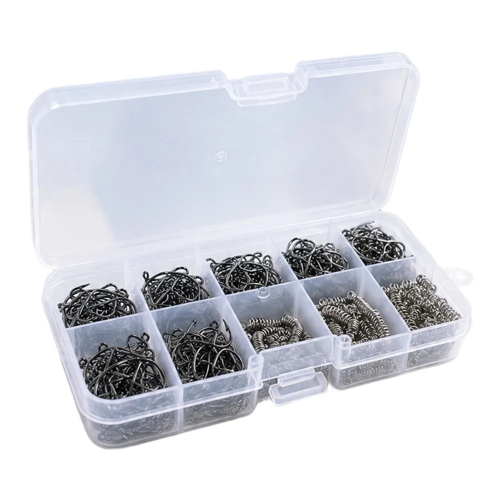Spring Fishing Hooks 730PCS Assortment with Bait Holder for Carp Carbon Steel Hooks for Freshwater Saltwater Use