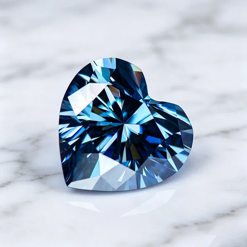 Moissanit-Stein Herzschliff Natürlicher Königsblauer Laborgezüchteter Edelstein für Charms Schmuckherstellung Besteht Diamanttester mit Zertifikat – Detail 3