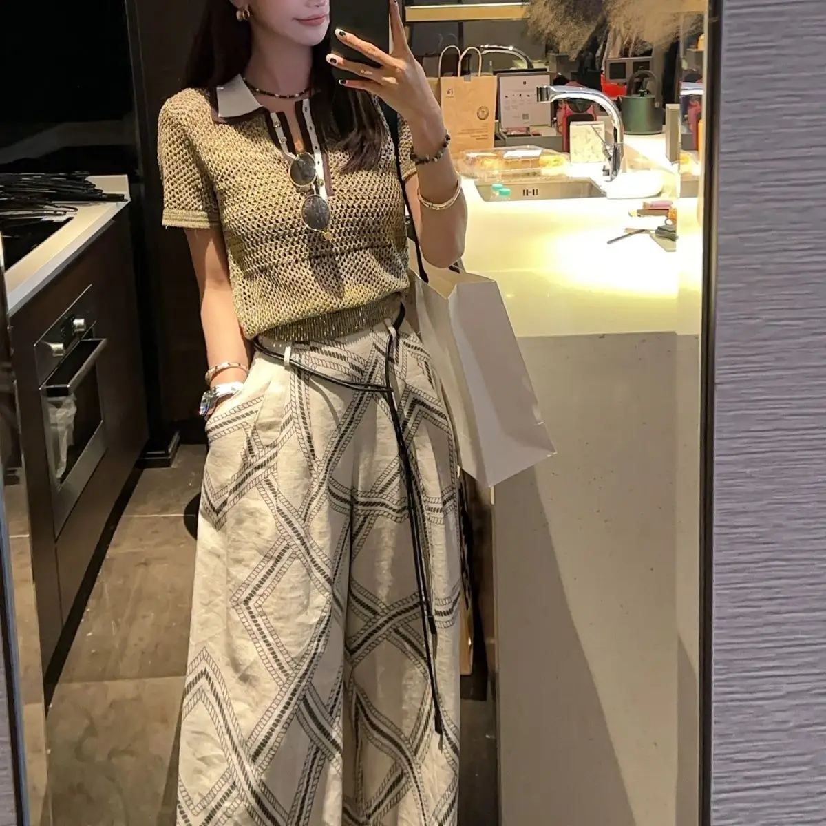 الكورية نمط قصيرة الأكمام متماسكة أعلى الصيف تفريغ الدانتيل تصميم بلوزة الفرنسية الأنيقة #5