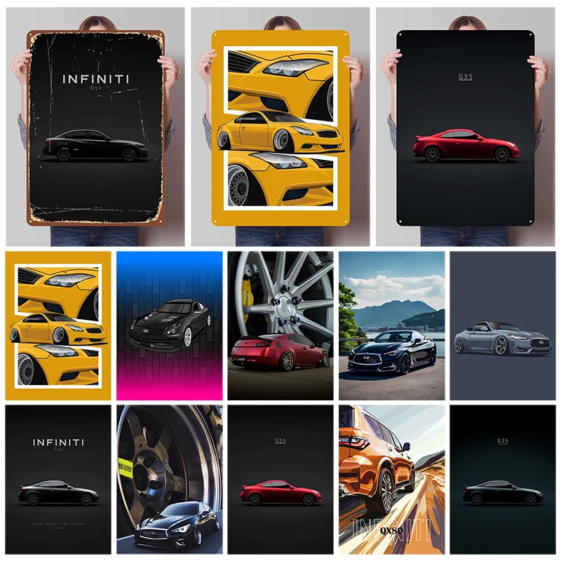 إنفينيتي علامات معدنية ملصقات السيارات ديكور الغرفة الجمالية الرجال مخصص صفيح تسجيل للمرآب جدار الفن الديكور خمر الداخلية