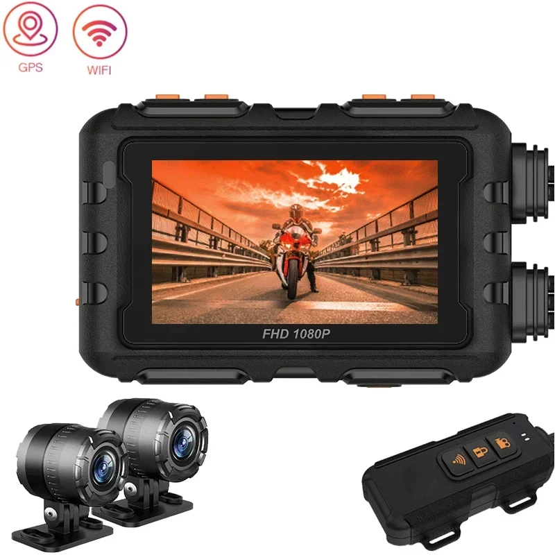Mini WiFi Motorcycle Dash Cam Dual HD 1080P DVR Camera No Screen 140 degrees Wide Angle IP67 Waterproof GPS camara moto