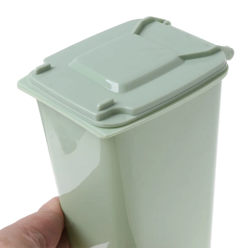 L69A Mini Wheelie Trash Can Pen Holder Storage Bin Desktop Garbage Bucket