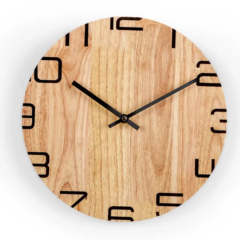 Japanese-style Solid Wood Log Silent Wall Clock for Nordic Round Quartz Clock Whole Wood Creative Home Decoration Wall Watch