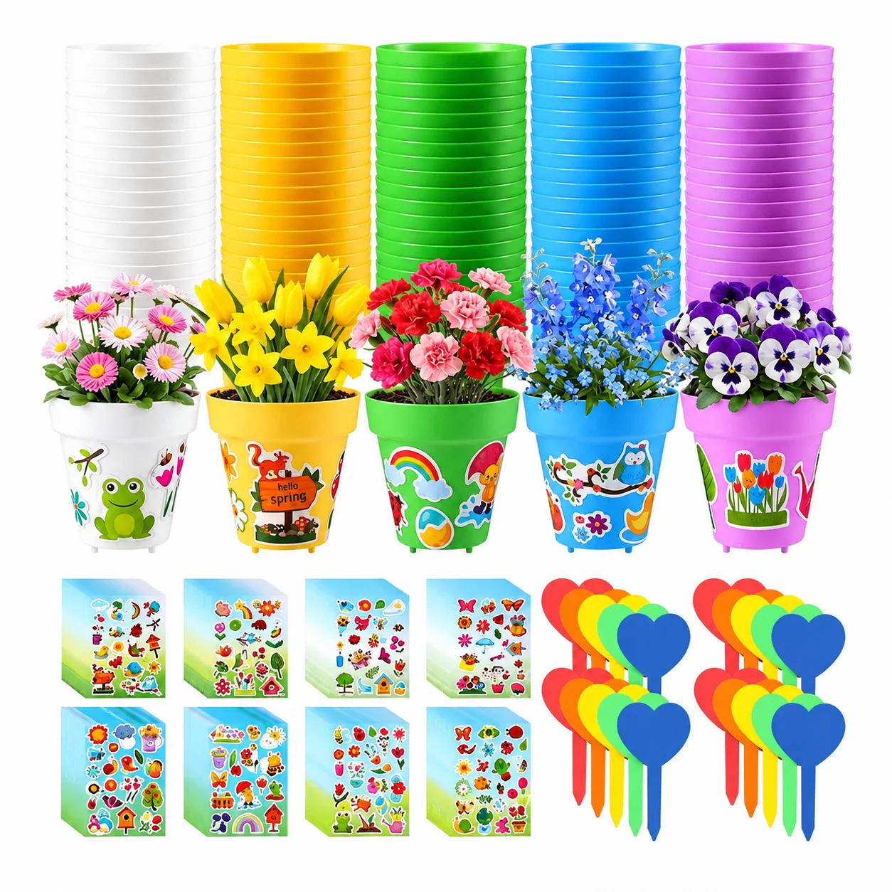 Shatterproof Mini Planters Ceramic Texture for Car Decor 12 Pack White Plastic Flower Pots DIY Stickers Faux Moss Garden