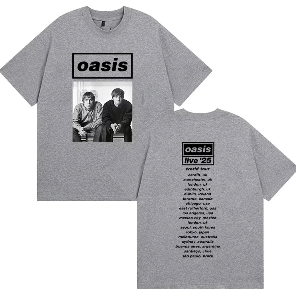 British Rock O-Oasis Live 25 Tour 2025 Nuova maglietta da donna Hip Hop Gothic Manica corta T-shirt da uomo Punk Tide Abbigliamento T-shirt