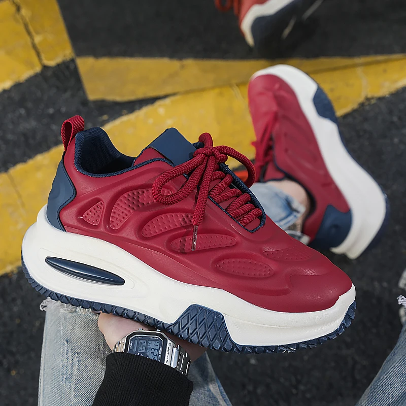 Nieuwe herenschoenen, grote modieuze sneakers met dikke zolen, casual sportschoenen voor heren, ademende mesh-loafers voor heren