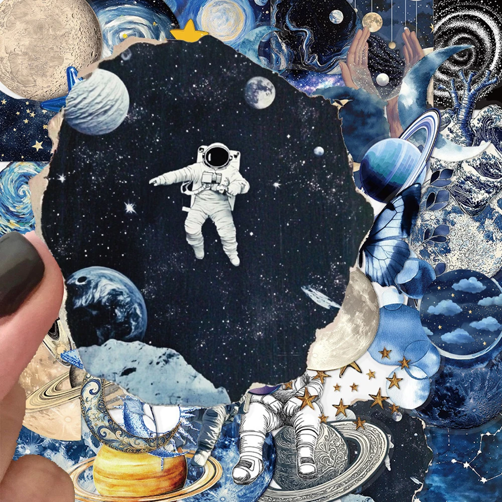 

10/30/50pcs Creative Blue Universe Space Laser Stickers Cool Galaxy Planet Graffiti Sticker DIY Guitar Laptop Decoration Decals