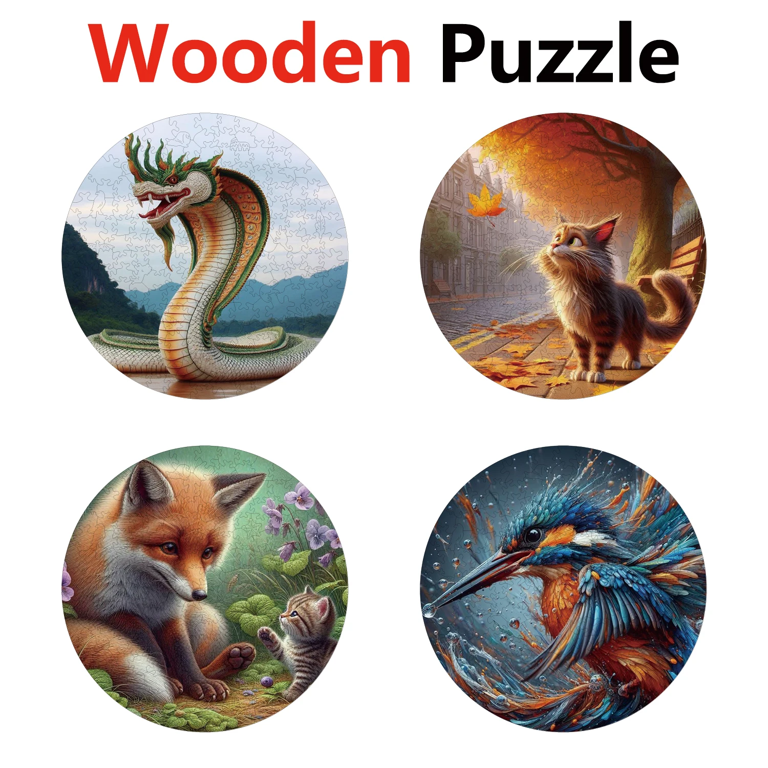 

YPAN Fox Snake Turtle Beauty Animal Puzzles Unique Shape High Quality Jigsaw Puzzle Wooden Puzzle Best Gift For Child