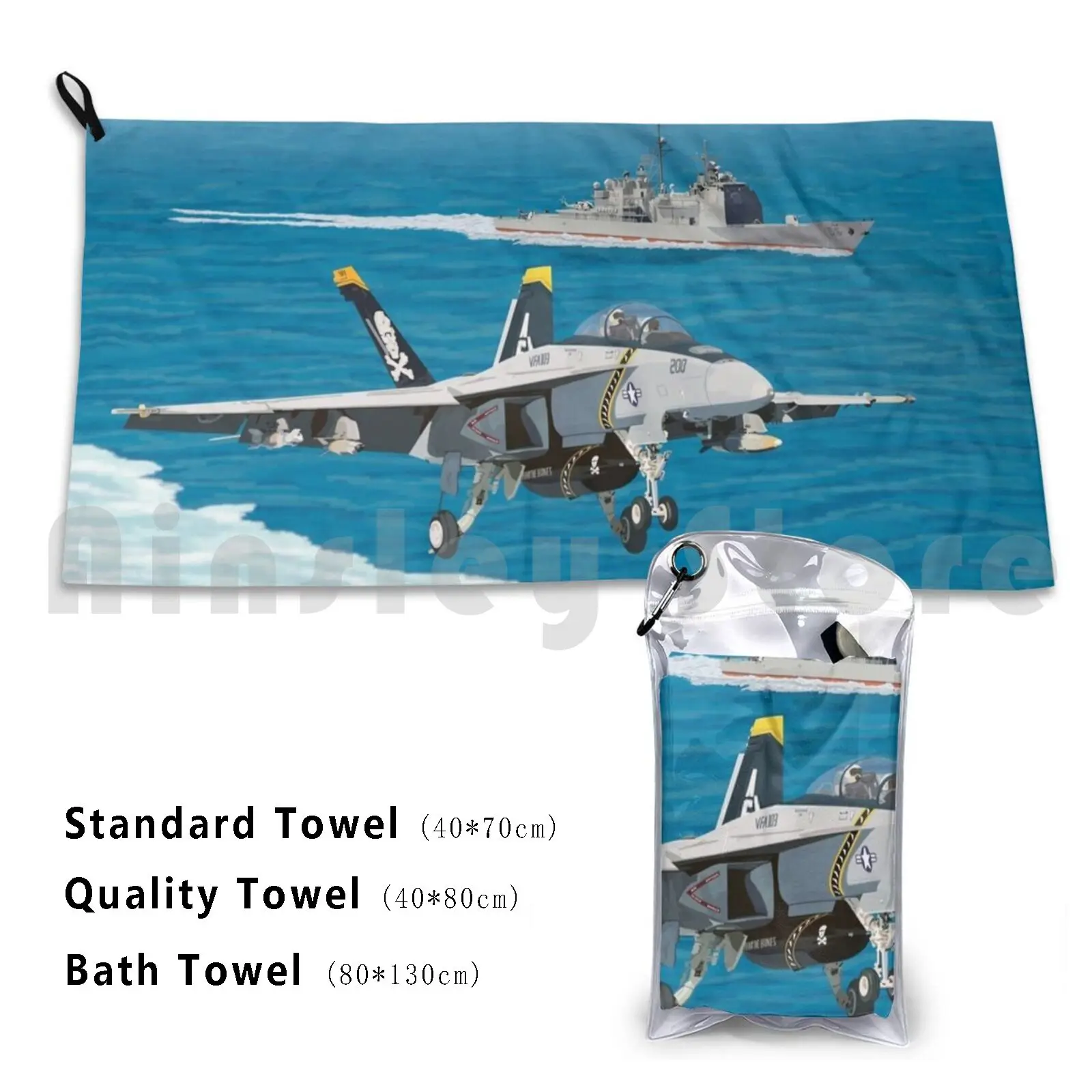 Carrier Landing Bath Towel Beach Cushion Aviation Hornet Super Hornet Fighter Fighter Jet Navy Naval Aviation