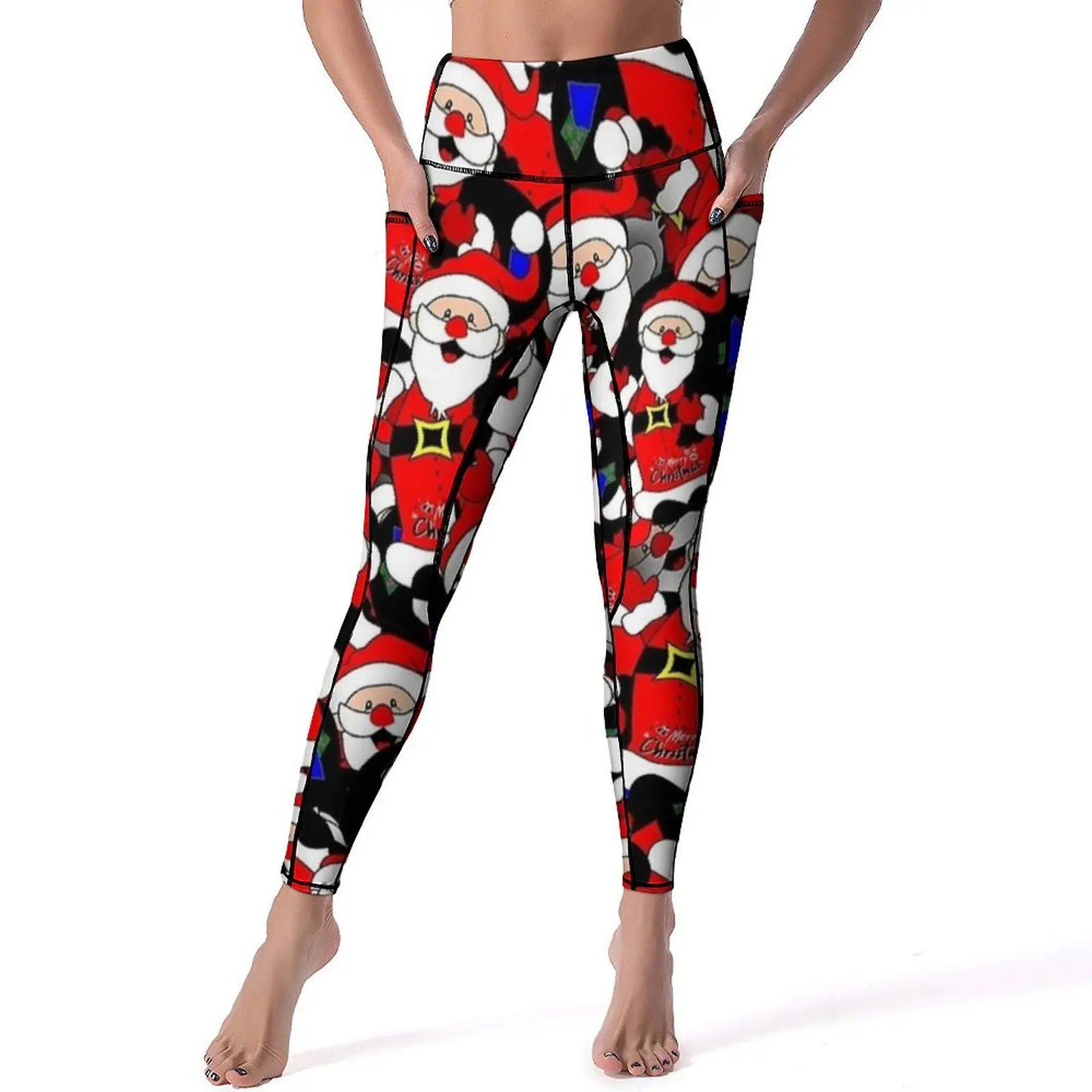 Merry Christmas Santa Claus Yoga Pants Sexy  Custom Leggings Push Up Workout Leggins Lady Fashion Stretch Sport Legging